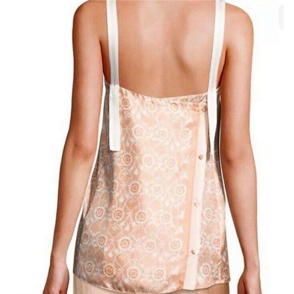Helmut Lang Peach 100% Silk Ornamental Floral Tank Ladies Womens Med $320 - Picture 2 of 9